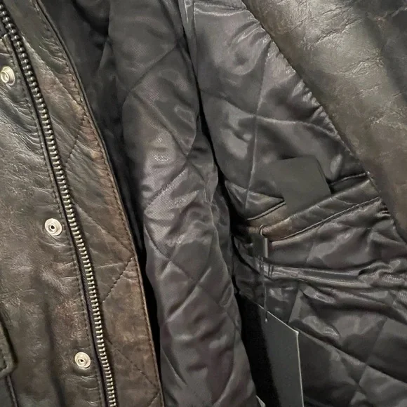 Men’s Brown Leather VESTE EN CUIR COURTE Jacket by Kooples Size S